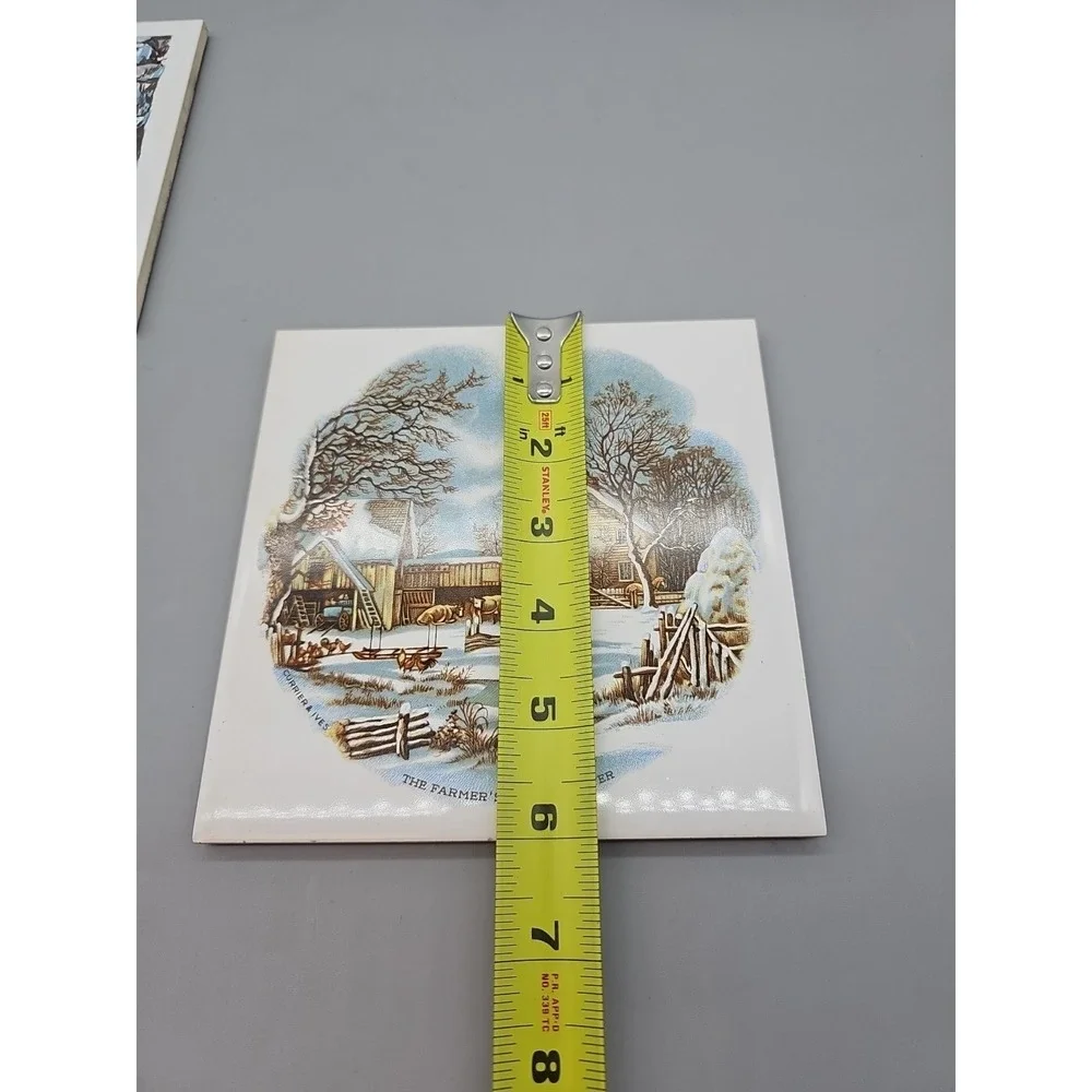 Vintage Currier & Ives The Homestead in Winter Tile Trivet‎ Wall Hanging